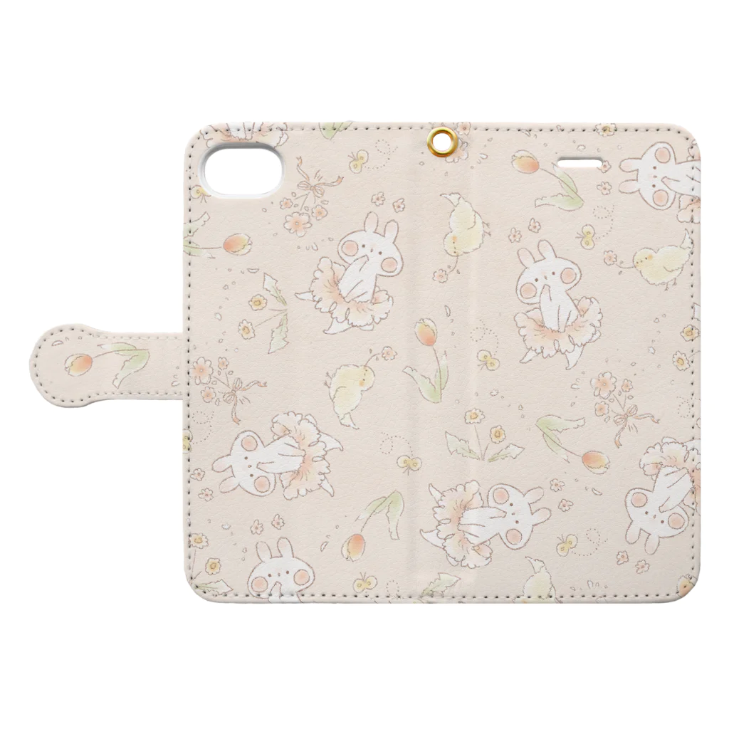 ＊momochy shop＊の春うさぎ Book-Style Smartphone Case:Opened (outside)