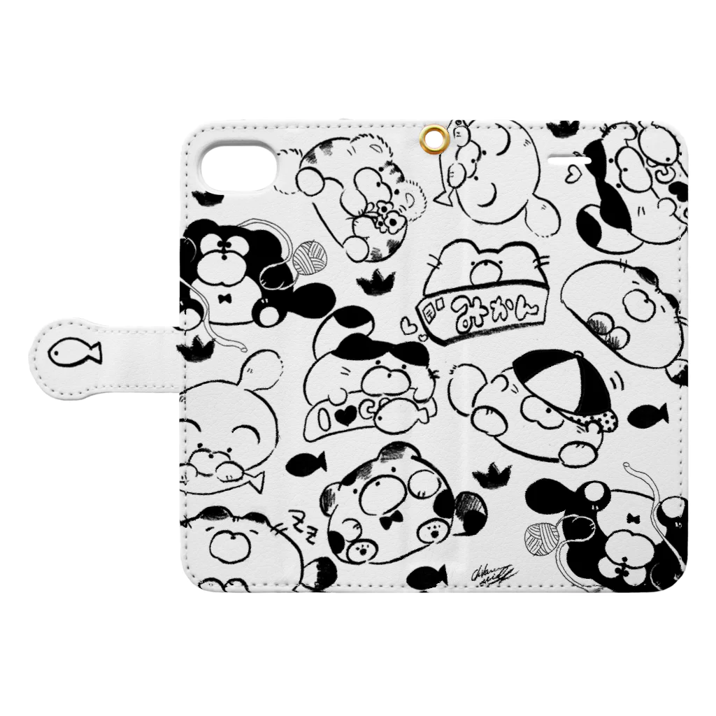 ちくわ屋さんのねこちゃんいっぱい Book-Style Smartphone Case:Opened (outside)