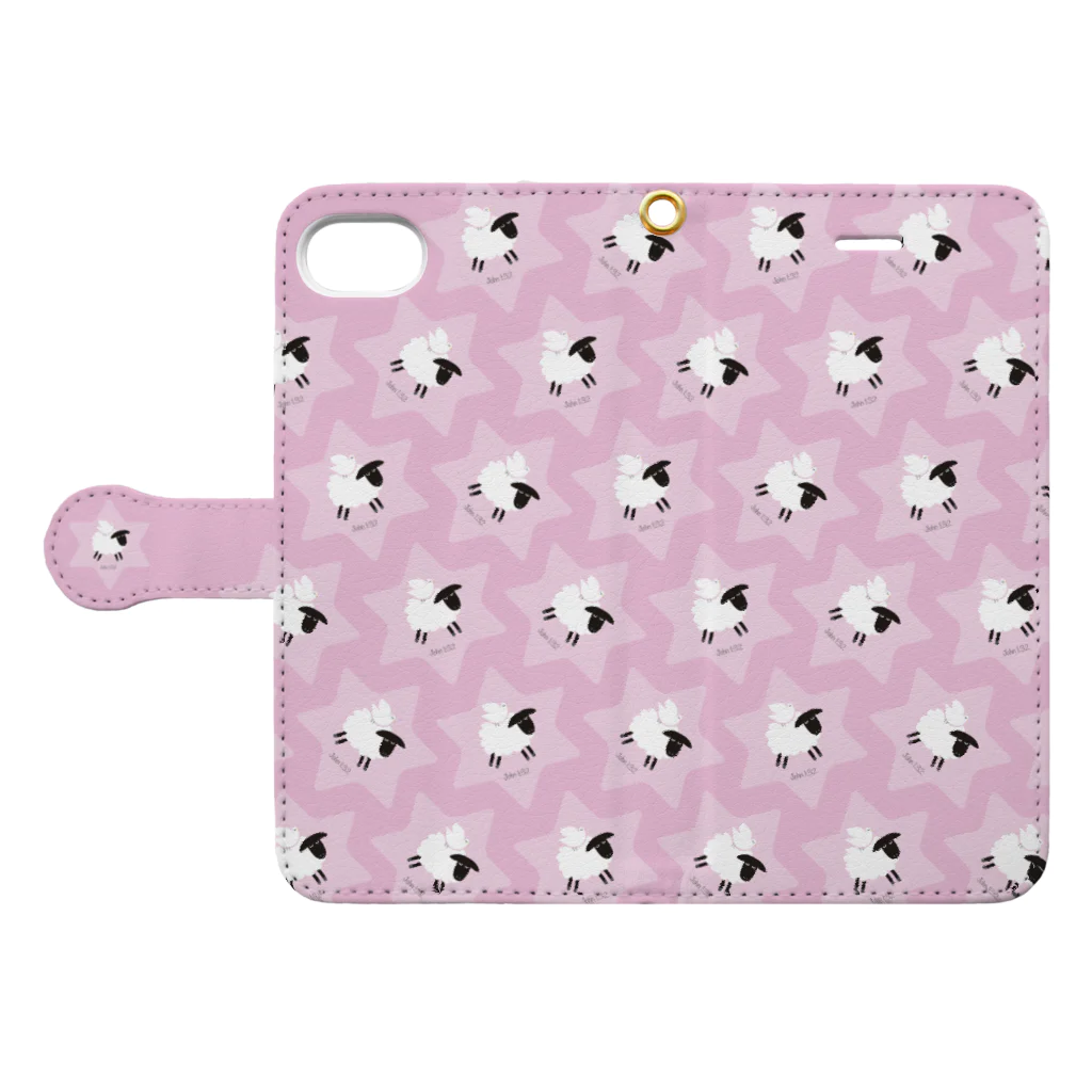 一羽のすずめのDove on the Sheep [pink] Book-Style Smartphone Case:Opened (outside)