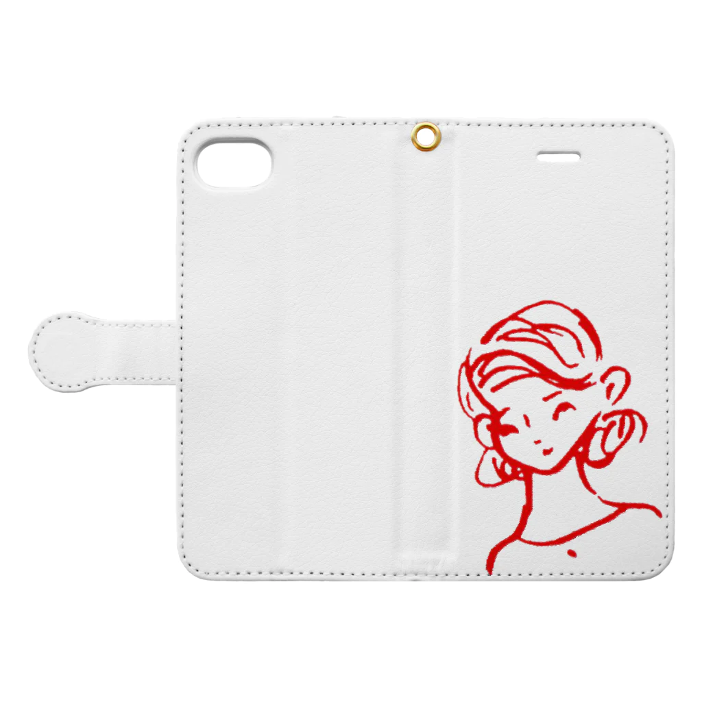 とんちゃん商会の昭和のKATUKOさん Book-Style Smartphone Case:Opened (outside)