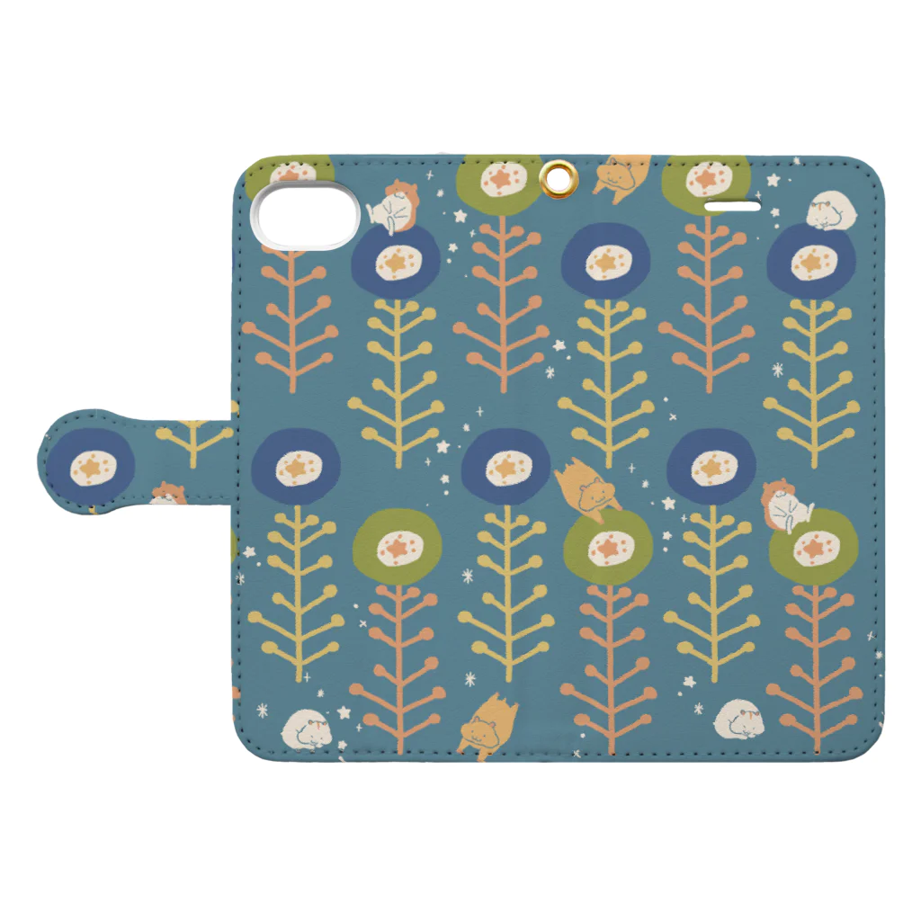 kurun's petit factory By 星咲まゆのゆるハムスターとほしのはな Book-Style Smartphone Case:Opened (outside)