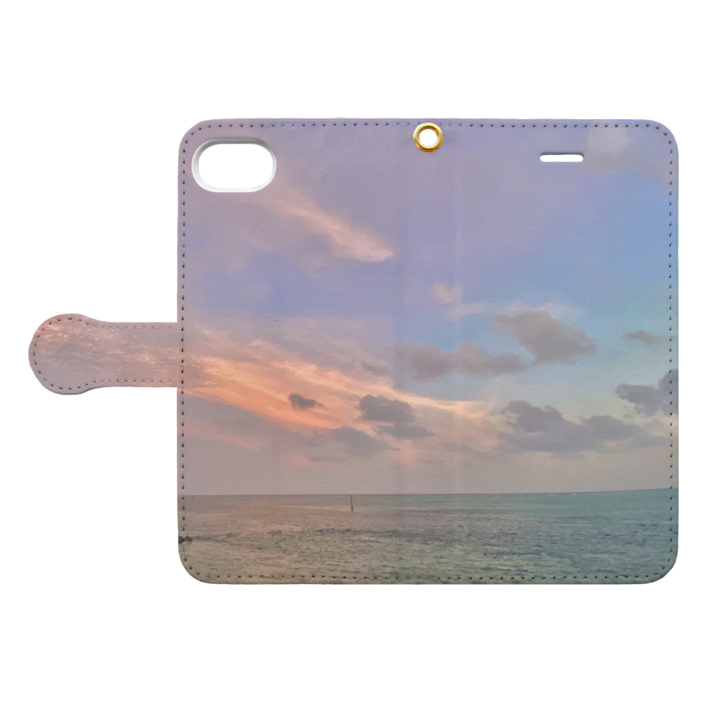 Island escape. のcolorful sky. Book-Style Smartphone Case:Opened (outside)