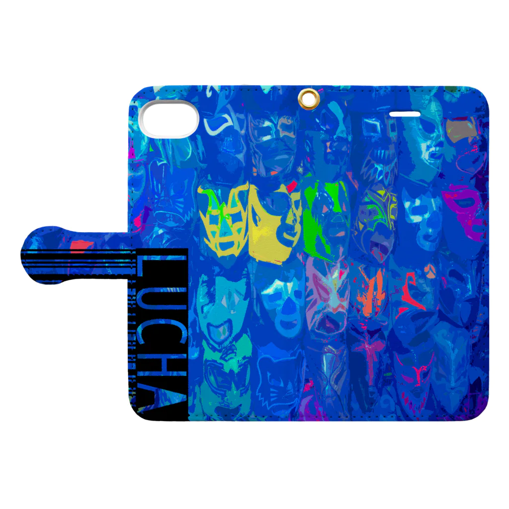 HAKO NO KIMAGUREのLUCHA-BLUE- Book-Style Smartphone Case:Opened (outside)