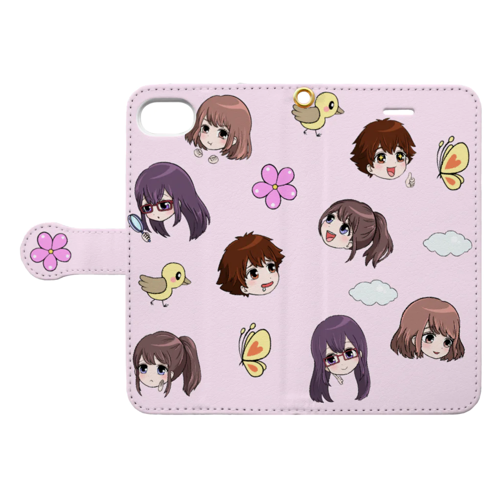 発達花子❀オフィシャルショップの手帳型スマホケース(ピンク) Book-Style Smartphone Case:Opened (outside)