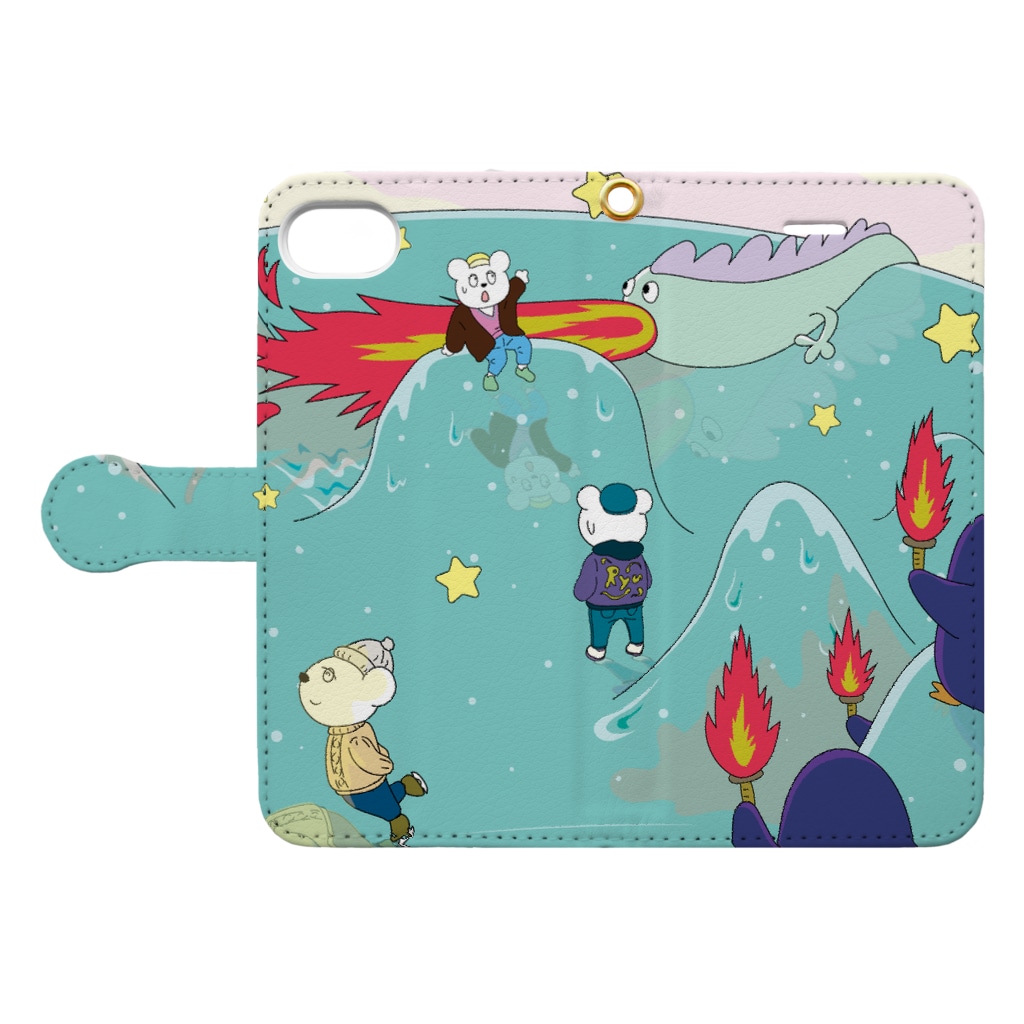 ガモさんの氷の世界（横） Book-Style Smartphone Case:Opened (outside)