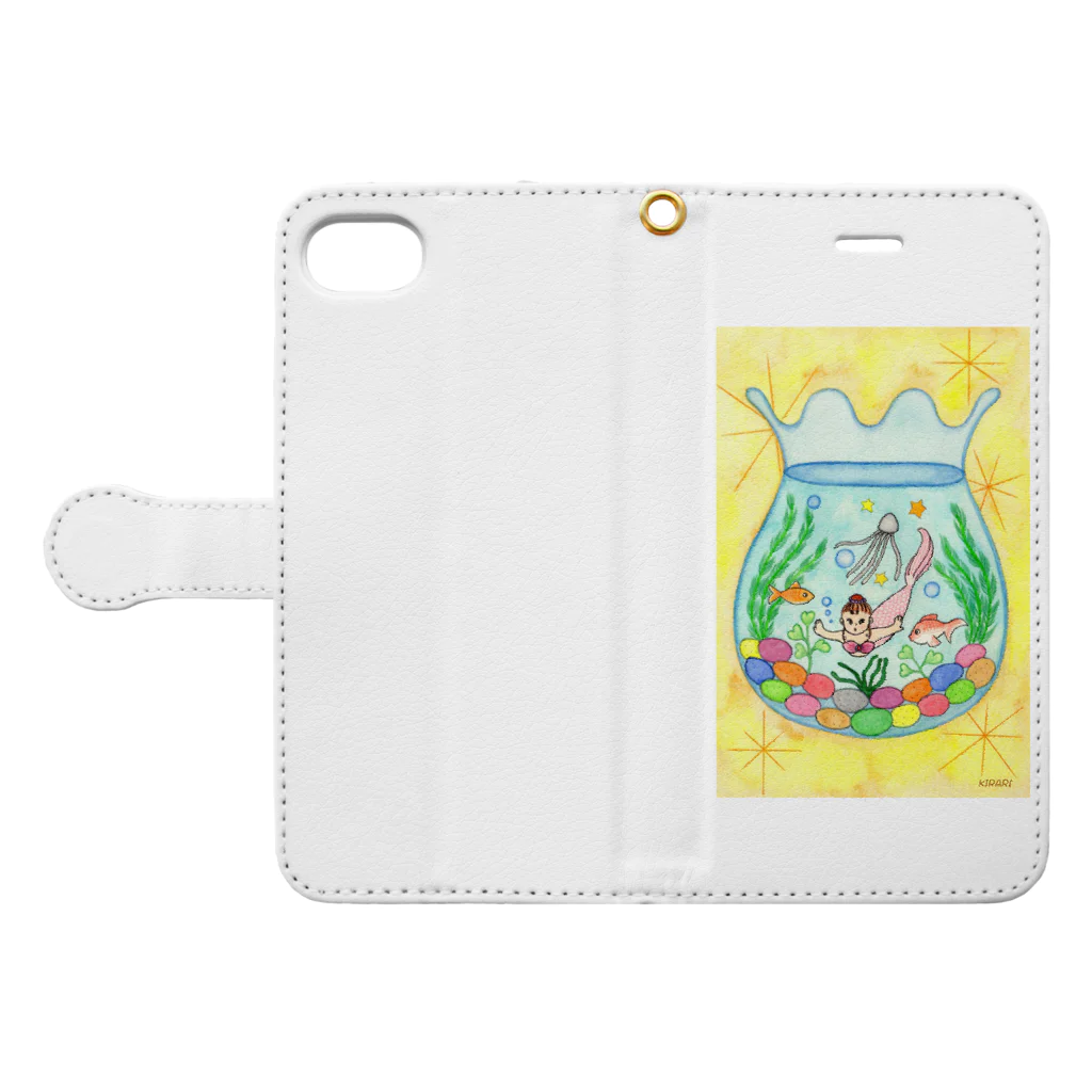 KIRARIの夢色雑貨屋さんの「金魚鉢の夢」 Book-Style Smartphone Case:Opened (outside)