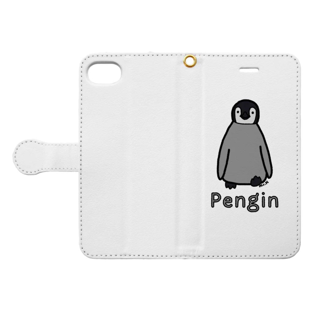 MrKShirtsのPengin (ペンギン) 色デザイン 手帳型スマホケースを開いた場合(外側)