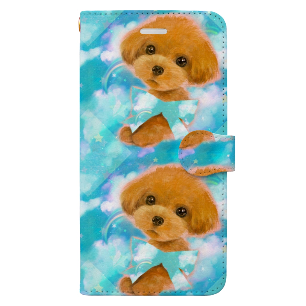 かわいいトイプードルの子犬と夢かわいい雲のイラスト Book Style Smartphone Case By Norima 39 S Shop Norima Suzuri