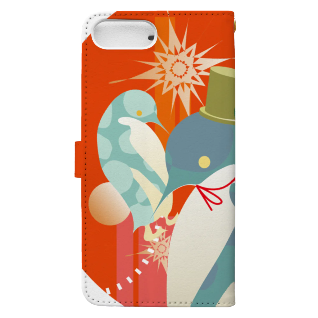 ペンギンパカリのペンギンTeaTime（赤） Book-Style Smartphone Case :back