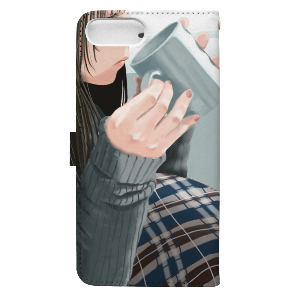 焼きあかべこのホッとココア。  Book-Style Smartphone Case :back