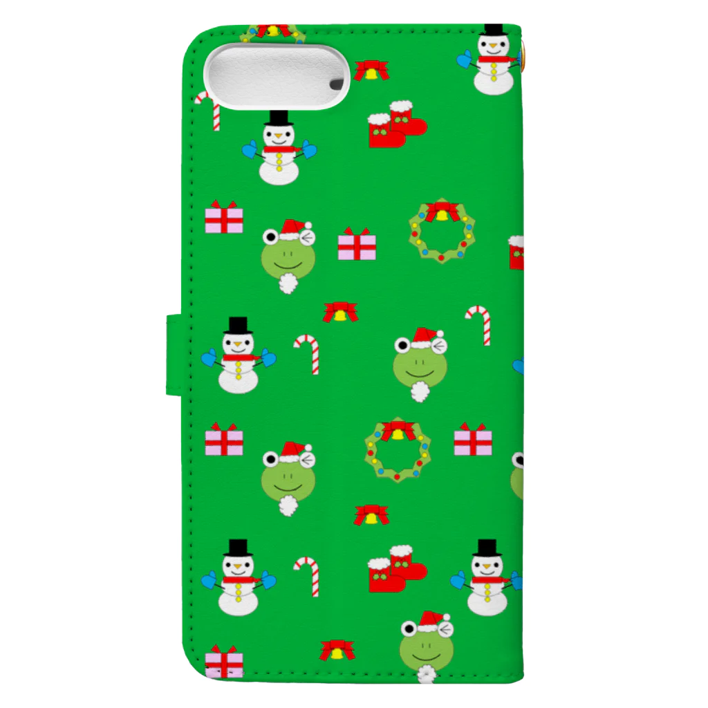 🐸かえるさんと仲間たち🐸のかえるさんのクリスマス（緑） Book-Style Smartphone Case :back