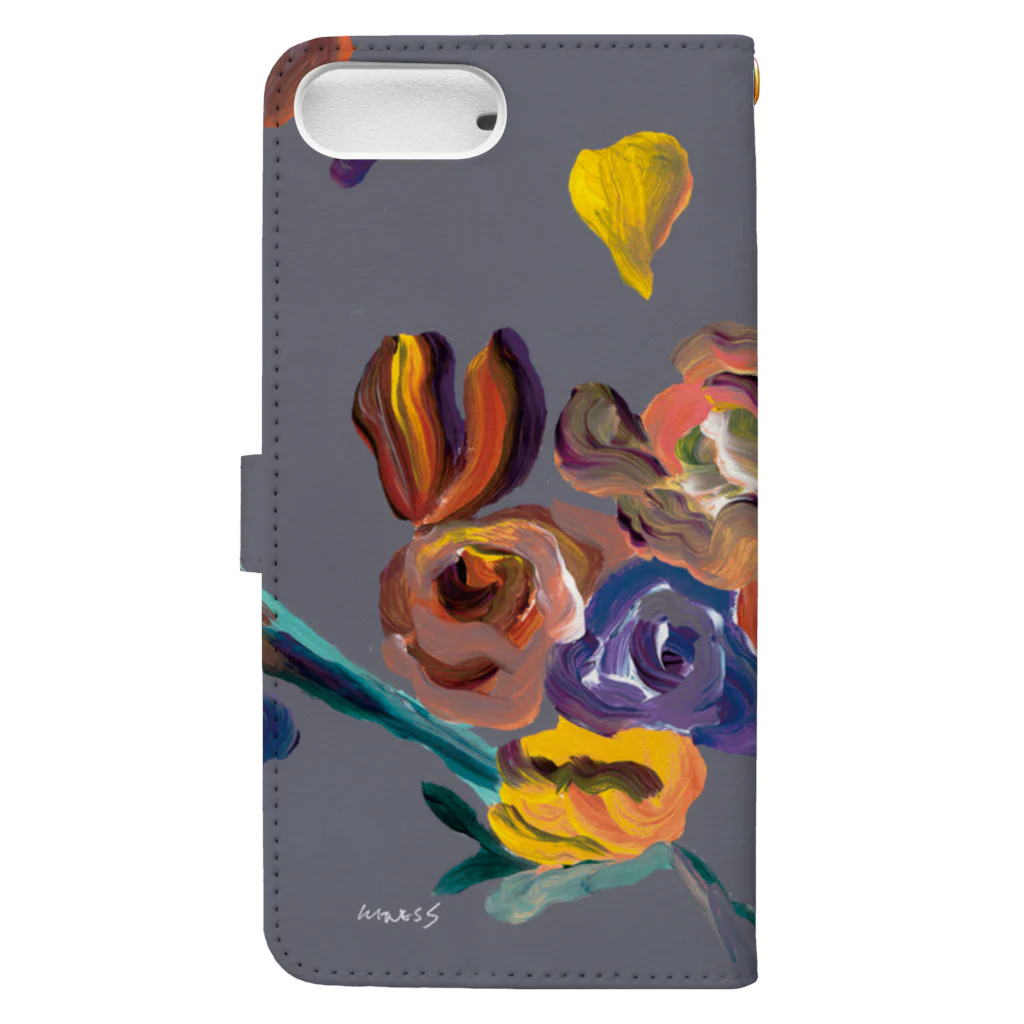 witnessのgray back flowers Book-Style Smartphone Case :back
