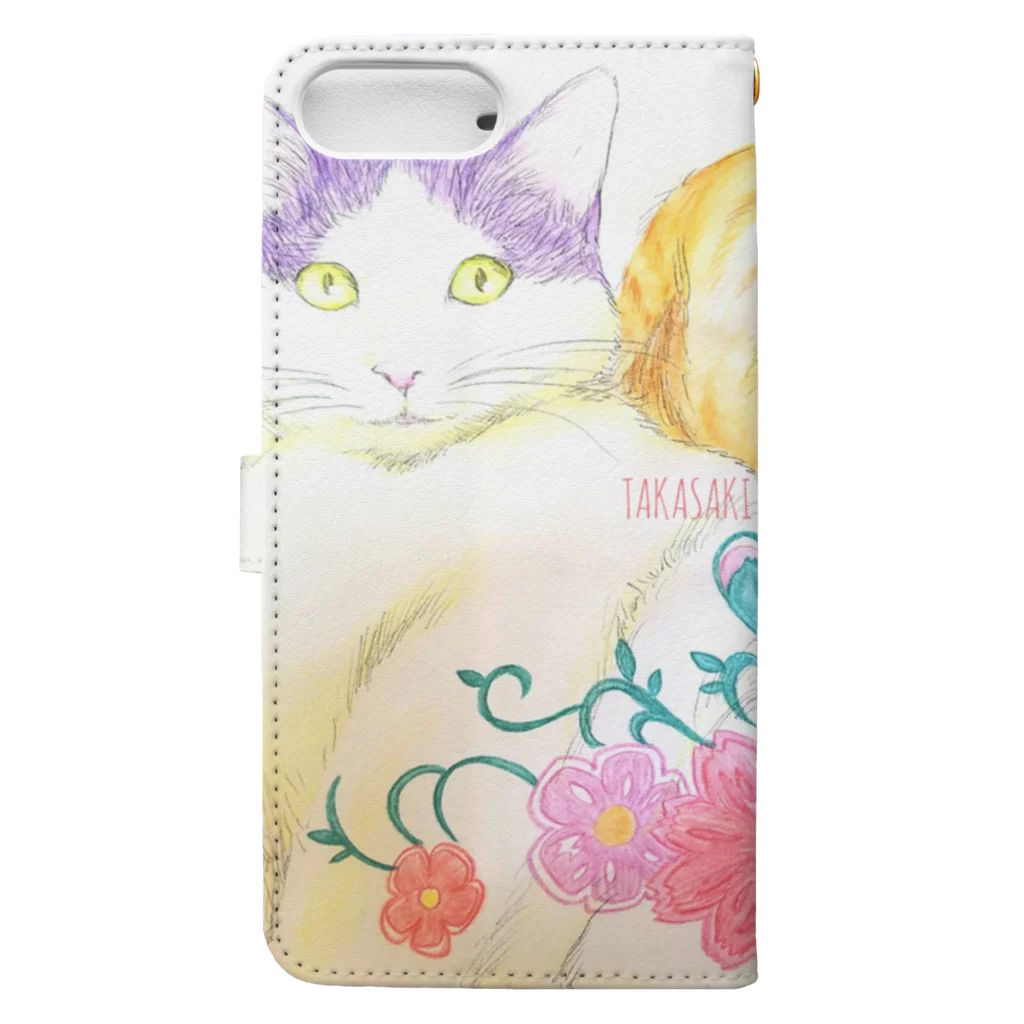 高崎アニマルランドの花と猫 Book-Style Smartphone Case :back