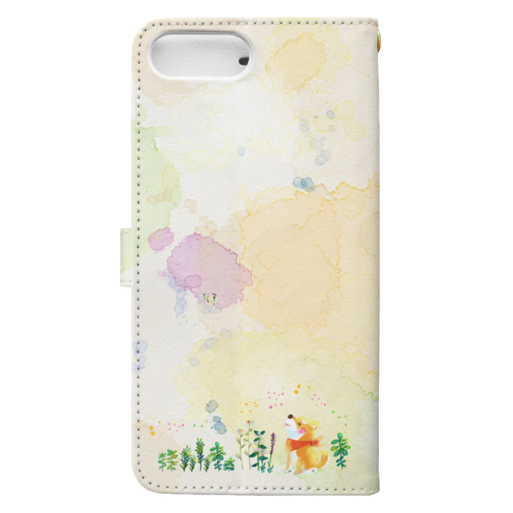 ちょっといっぷく。の水彩調ハーブとわんわん Book-Style Smartphone Case :back