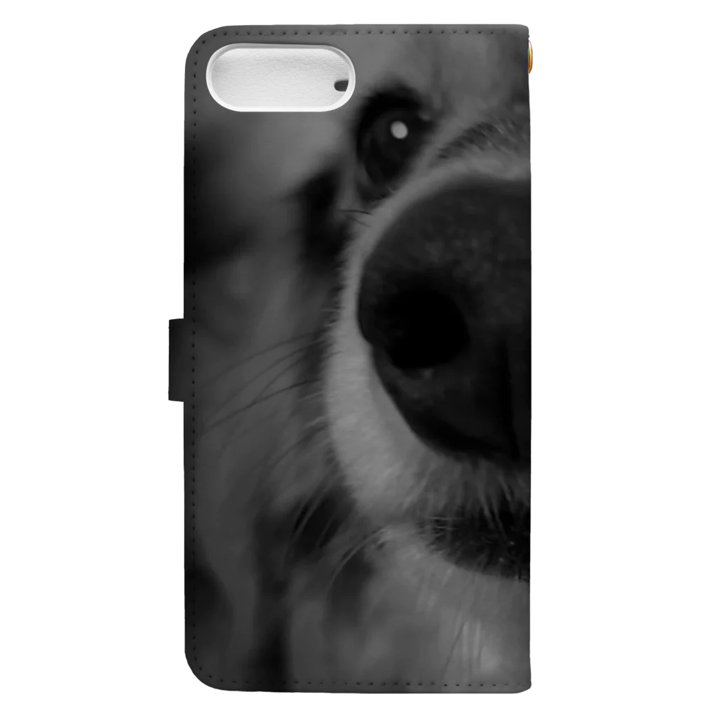 犬、猫　プリントの鼻ﾃﾞｶわんこ Book-Style Smartphone Case :back