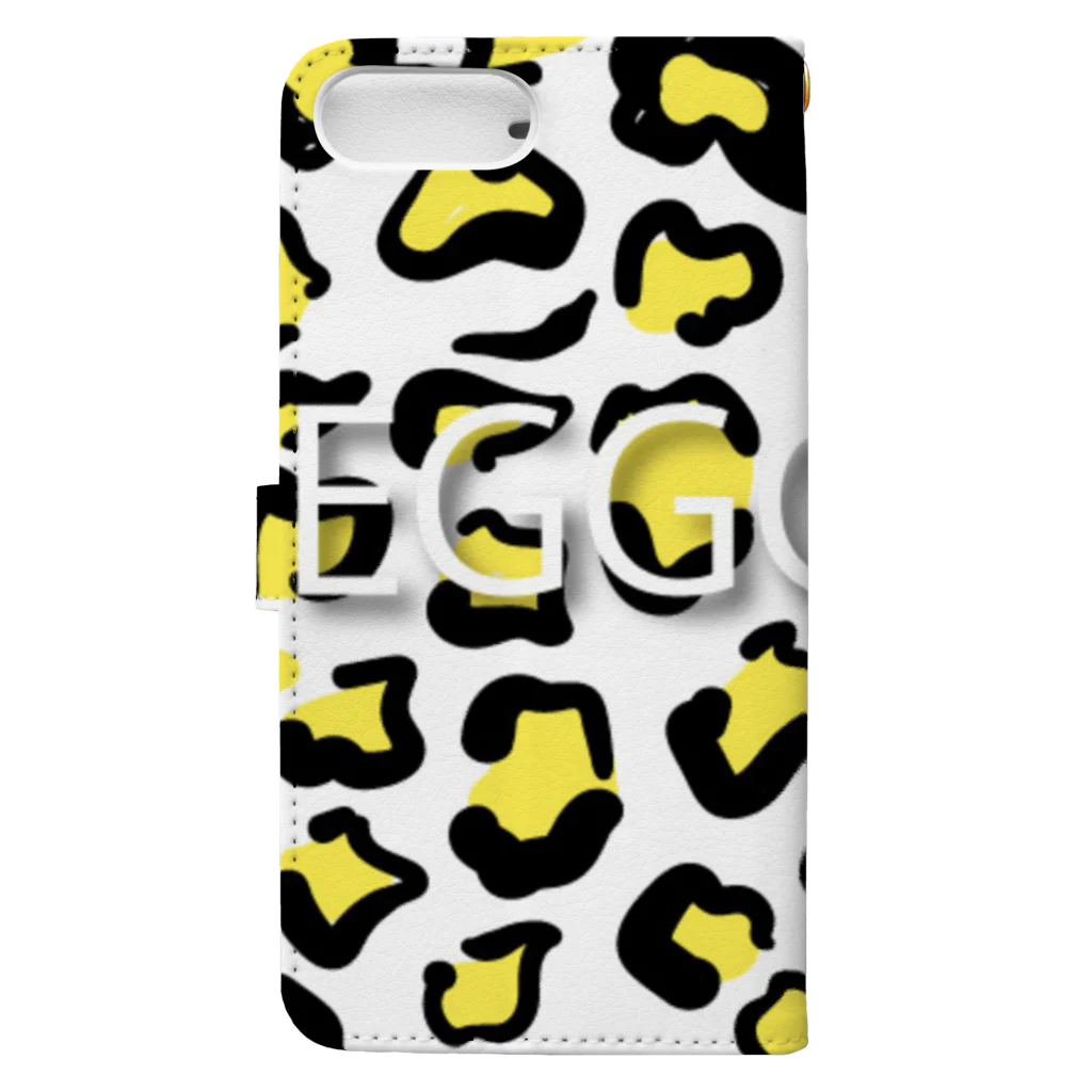 egg Mのヒョウ柄EGGCAFE Book-Style Smartphone Case :back