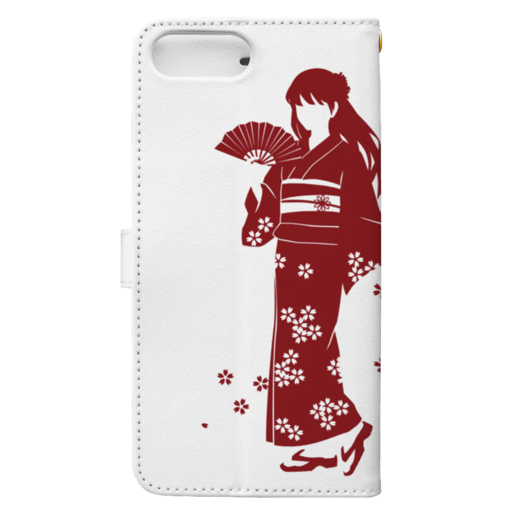 KOHAKUMARUの浴衣少女 赤 Book-Style Smartphone Case :back