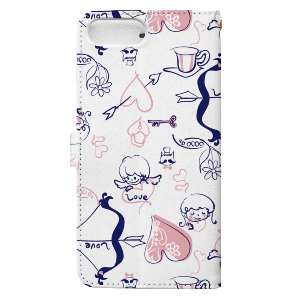 dandyism-neco.com goodsのLove柄手帳スマホケース Book-Style Smartphone Case :back