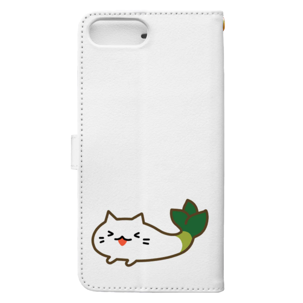 三色ひつじのたのちい下仁田ネギねこ  Book-Style Smartphone Case :back