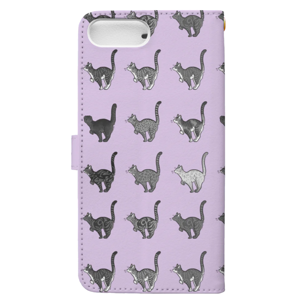 豆つぶのTabbies Cat（総柄） Book-Style Smartphone Case :back