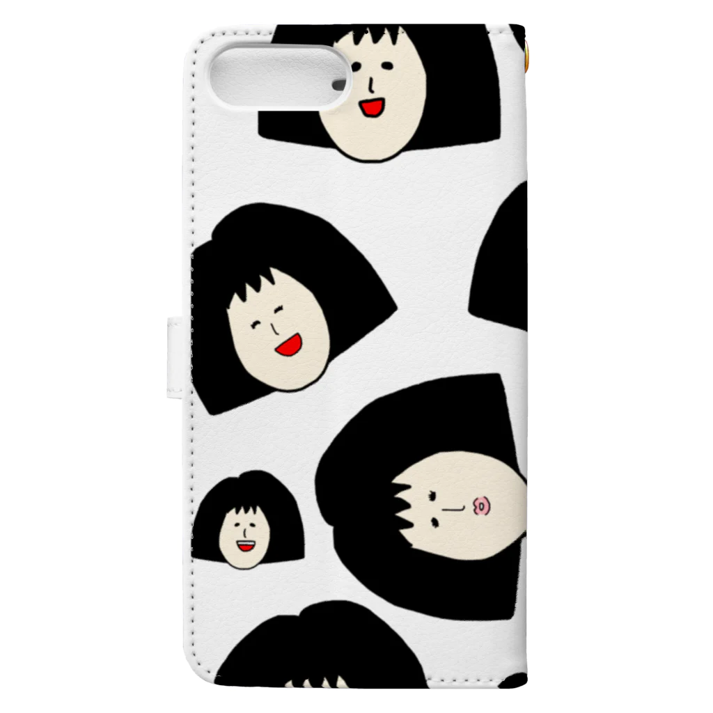 mugikochanのモサコがたくさん Book-Style Smartphone Case :back