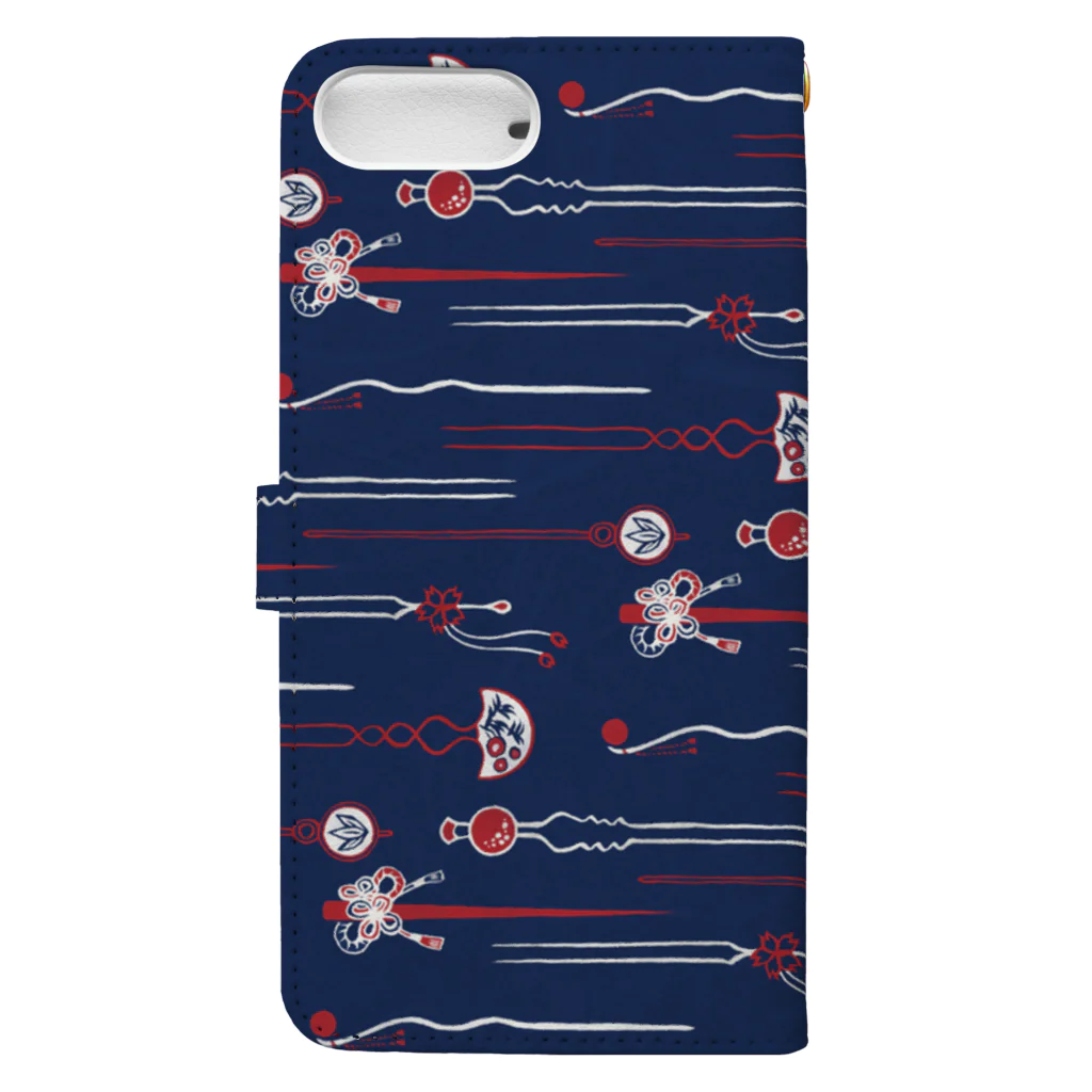 IZANAMI by Akane Yabushitaの【日本レトロ#04】かんざし（パターン） Book-Style Smartphone Case :back