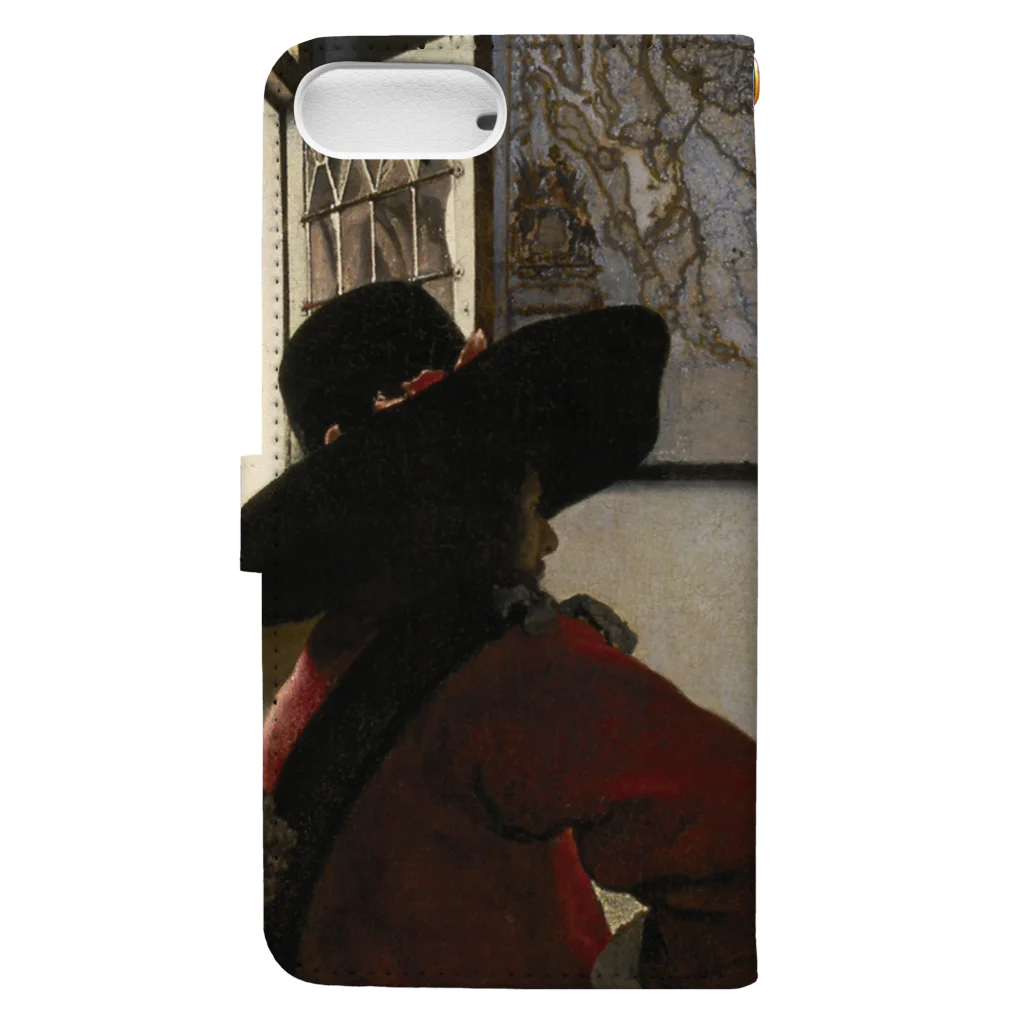 Art Baseの兵士と笑う女 / フェルメール (Officer and Laughing Girl 1657) Book-Style Smartphone Case :back