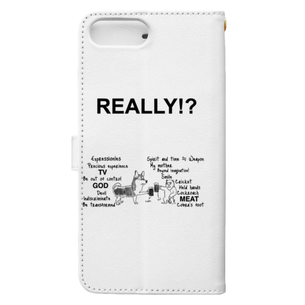 GOD TV MEAT OIL'S brand SUZURI内空中店舗のREAL 犬×猿 Book-Style Smartphone Case :back