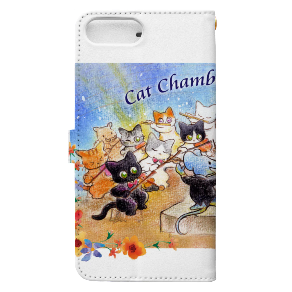 猫と音楽Strings Catの猫とねずみのオーケストラ！ Book-Style Smartphone Case :back