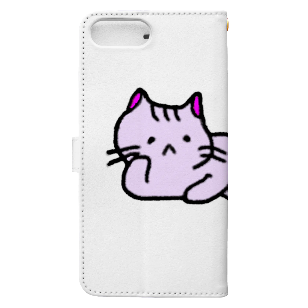 おもち屋さんのごろごろねこ（紫） Book-Style Smartphone Case :back