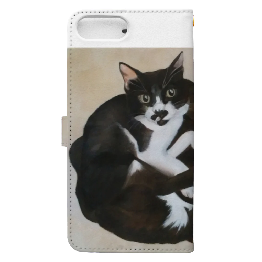 樽猫堂  安部円子の猫 「なかよし４匹」 Book-Style Smartphone Case :back