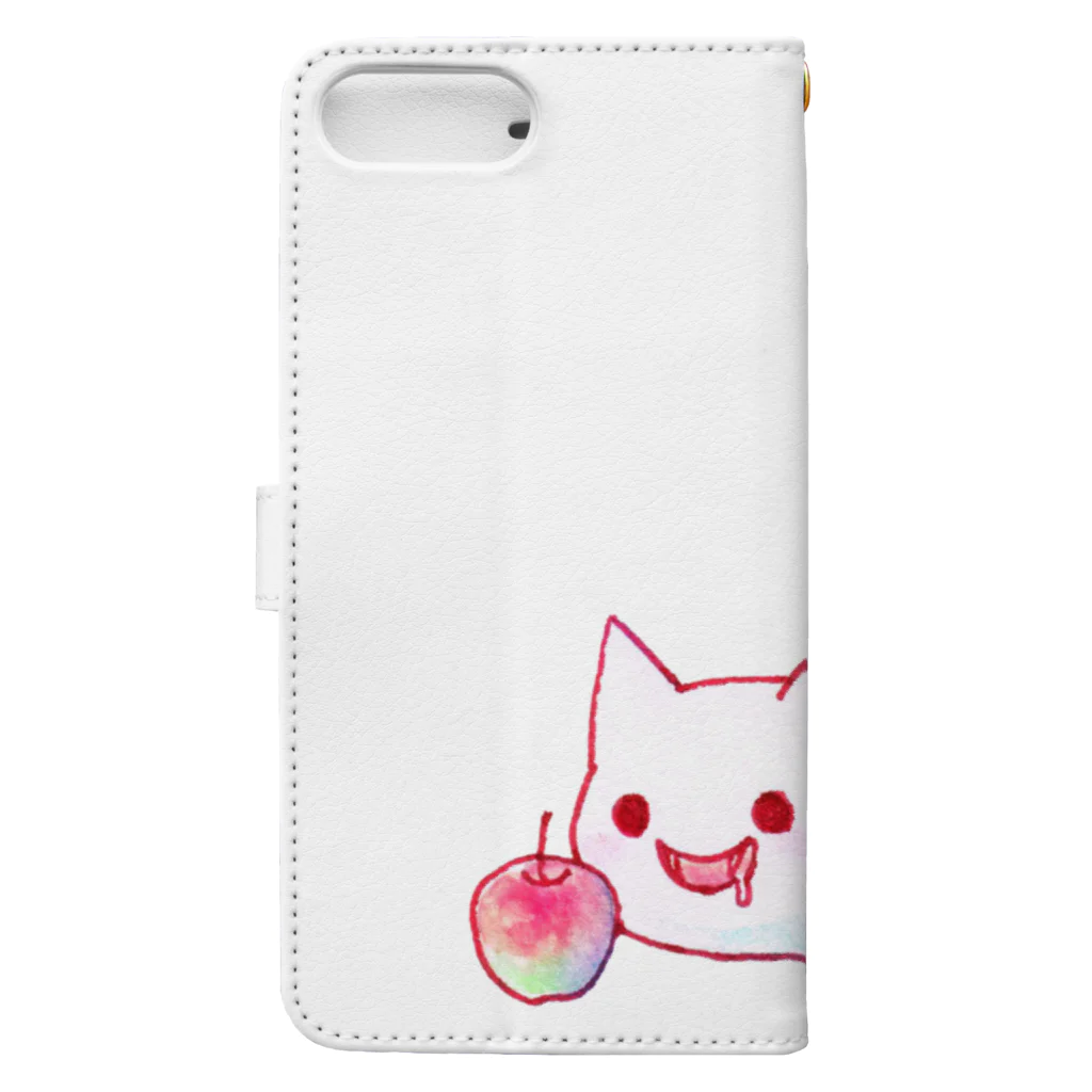 ねこさん爆発ショップのねこさんと三毛猫とリンゴ Book-Style Smartphone Case :back