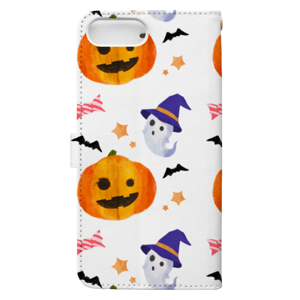 muraicchiのハロウィンかぼちゃとおばけ Book-Style Smartphone Case :back