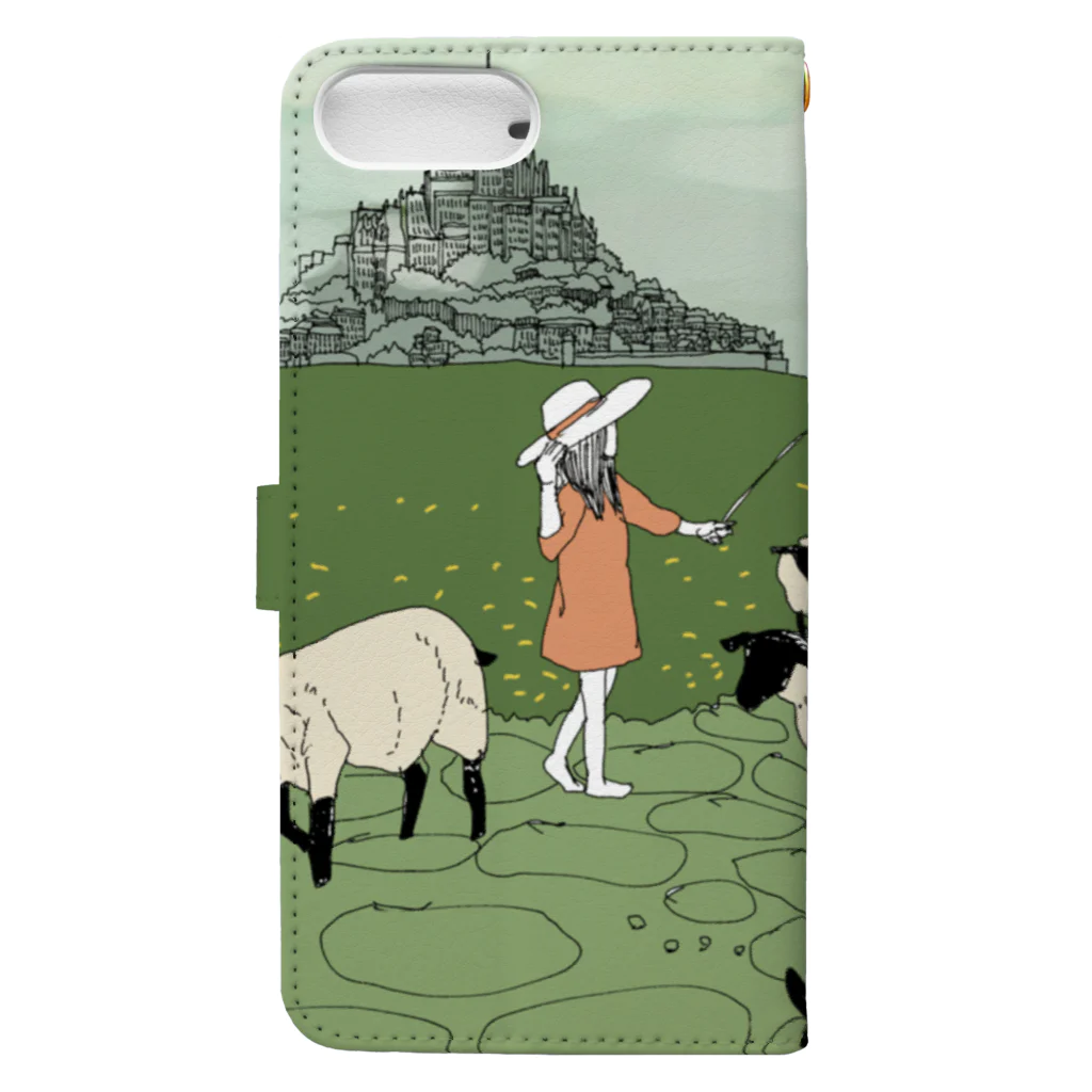 Anriのモンサンミッシェルと羊飼いの少女 Book-Style Smartphone Case :back