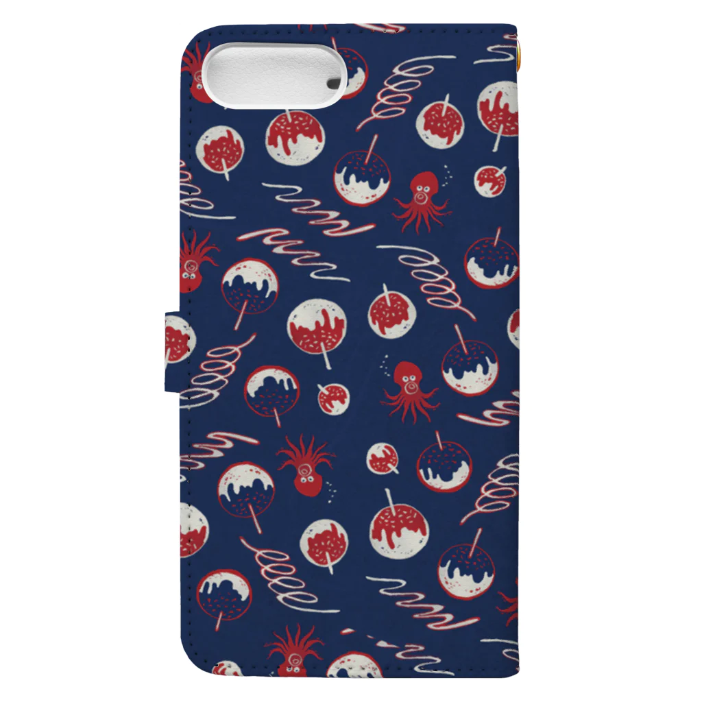 IZANAMI by Akane Yabushitaの【日本レトロ#20】たこ焼き（パターン） Book-Style Smartphone Case :back