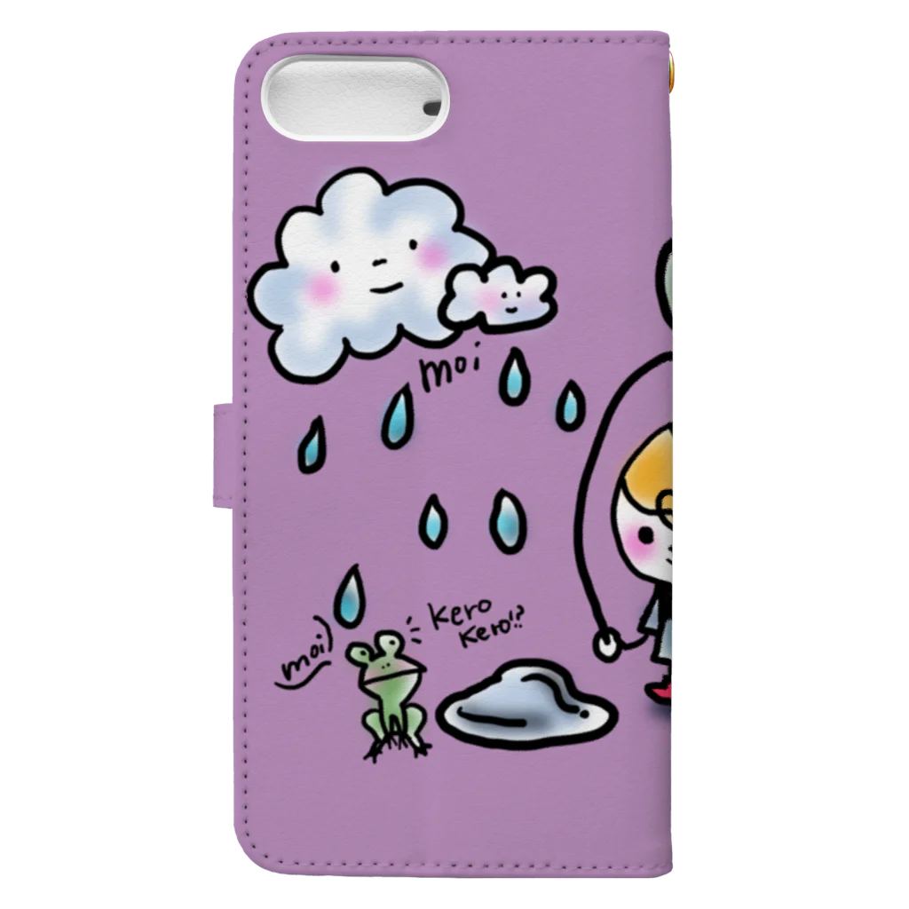 nuppuのTsubomiちゃん　雨も大好きシリーズA Book-Style Smartphone Case :back