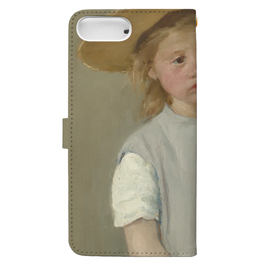 ミステリーキャンバスのメアリー・カサット作「麦わら帽子をかぶった少女」 Book-Style Smartphone Case :back