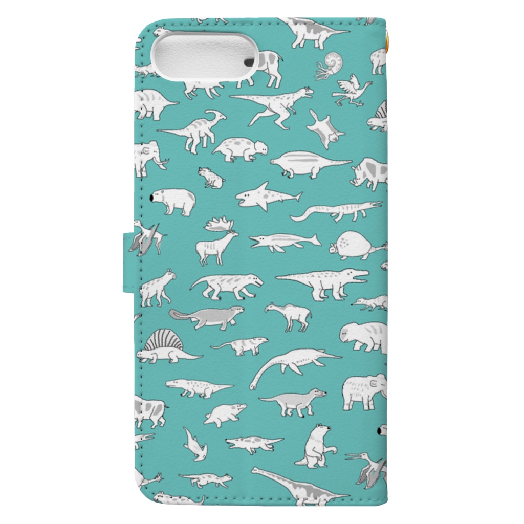 ホリゴメの絶滅した生き物 古生代〜新生代 アオ Book-Style Smartphone Case :back