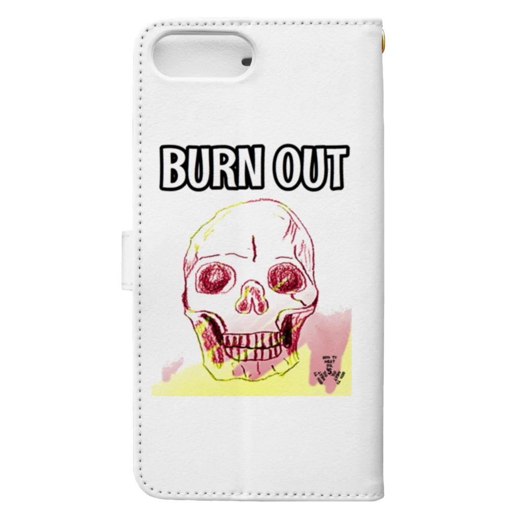 GOD TV MEAT OIL'S brand SUZURI内空中店舗のBURN OUT 手帳型スマホケースの裏面