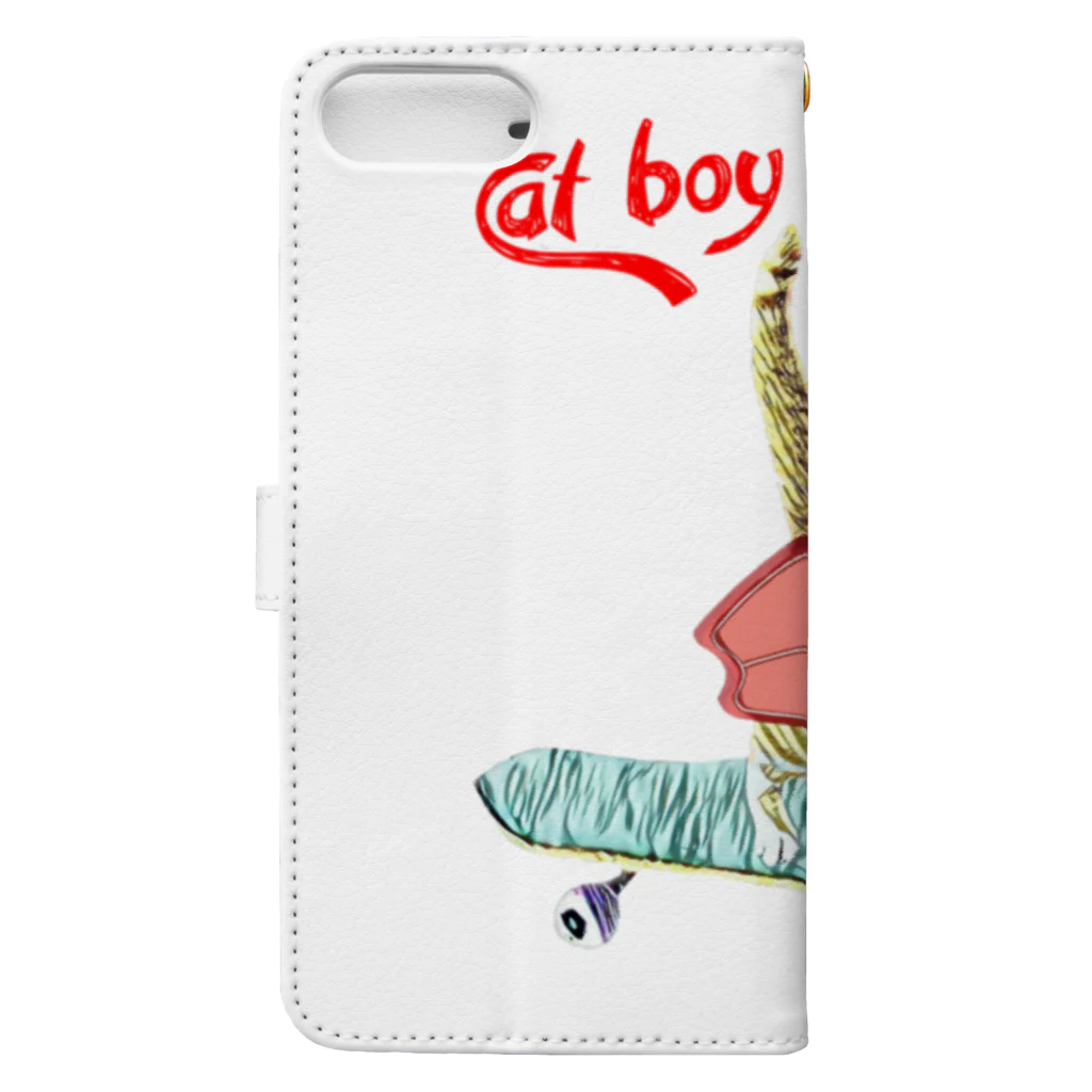 Rock catの CAT BOY メガネ Book-Style Smartphone Case :back