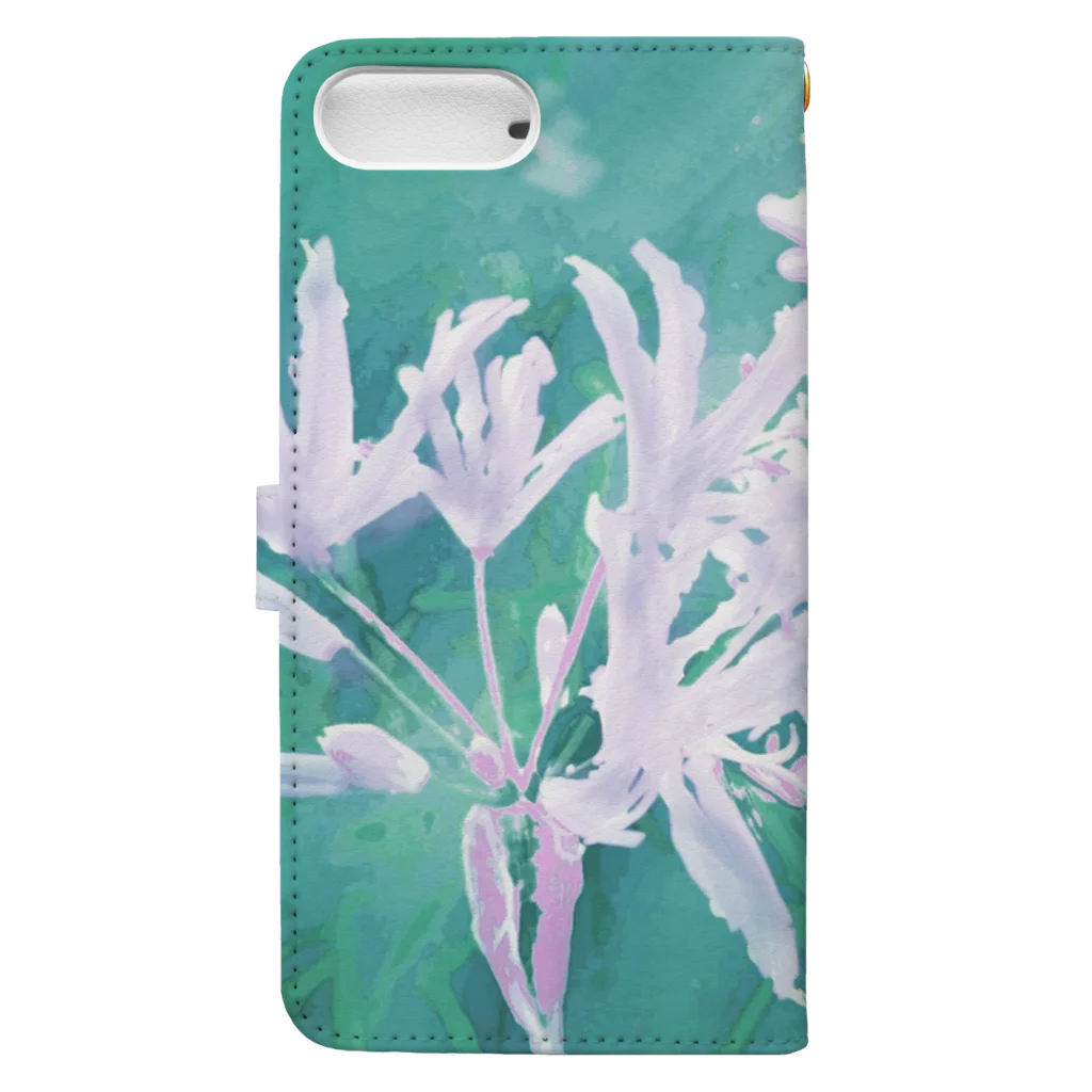 宵花火の繊細な花びら(緑) Book-Style Smartphone Case :back