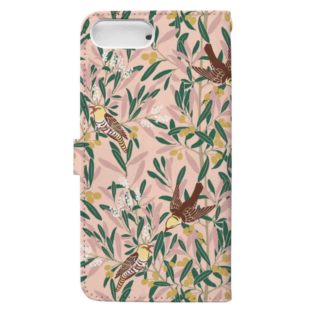 Tree Sparrowのオリーブの森　ピンク Book-Style Smartphone Case :back