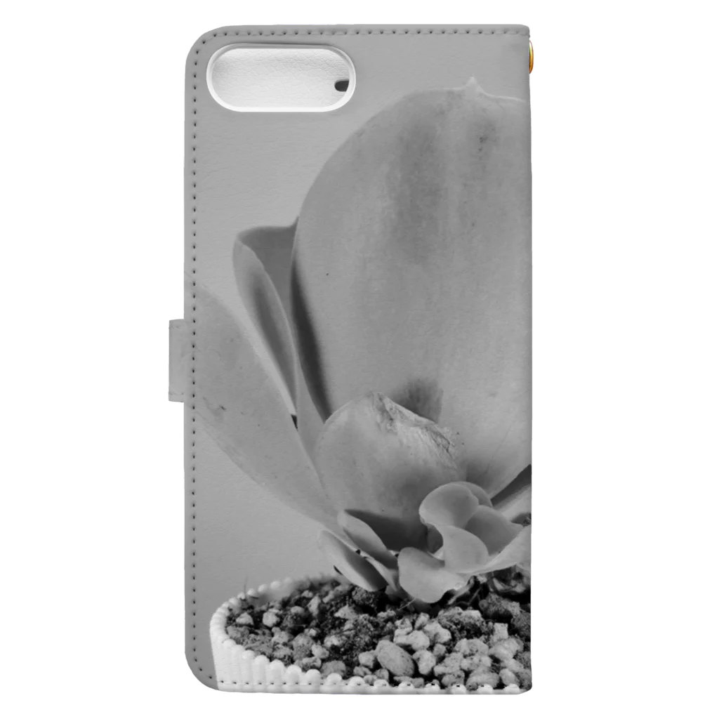 TANIKUDO by DJ.Plugmaticsの多肉植物A black and white Book-Style Smartphone Case :back