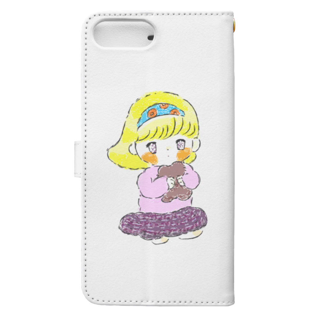 。のくまのぬいぐるみを抱きしめる女の子 Book-Style Smartphone Case :back