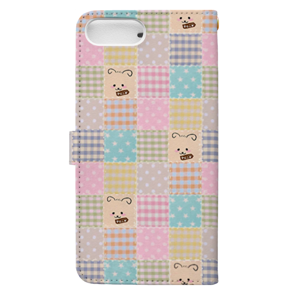 merongのミルキーパッチワーク風♡全面♬(犬) Book-Style Smartphone Case :back