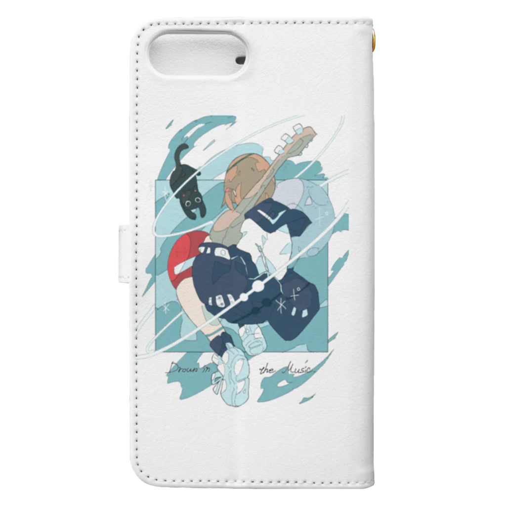 Haるの「音楽に溺れる。」藍色ver. Book-Style Smartphone Case :back