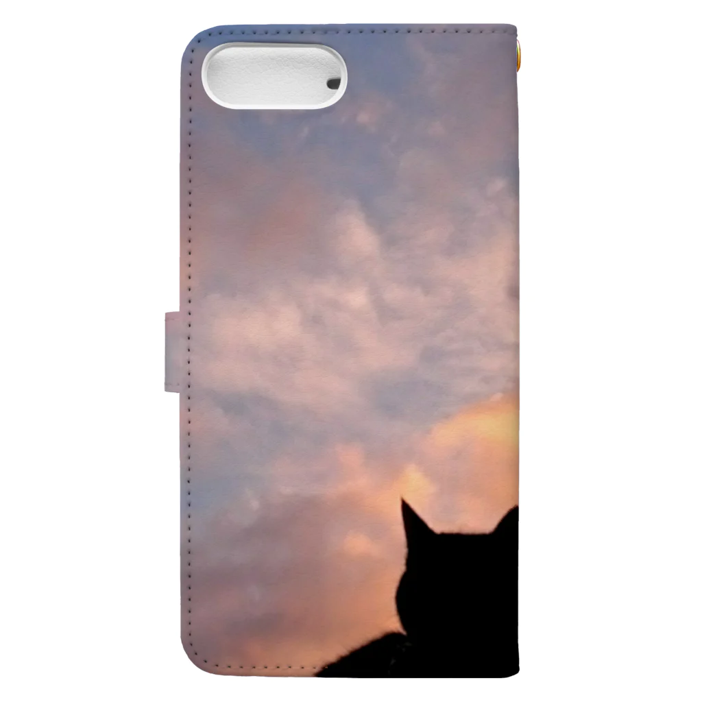 ball tree. ykのsunset cat Book-Style Smartphone Case :back