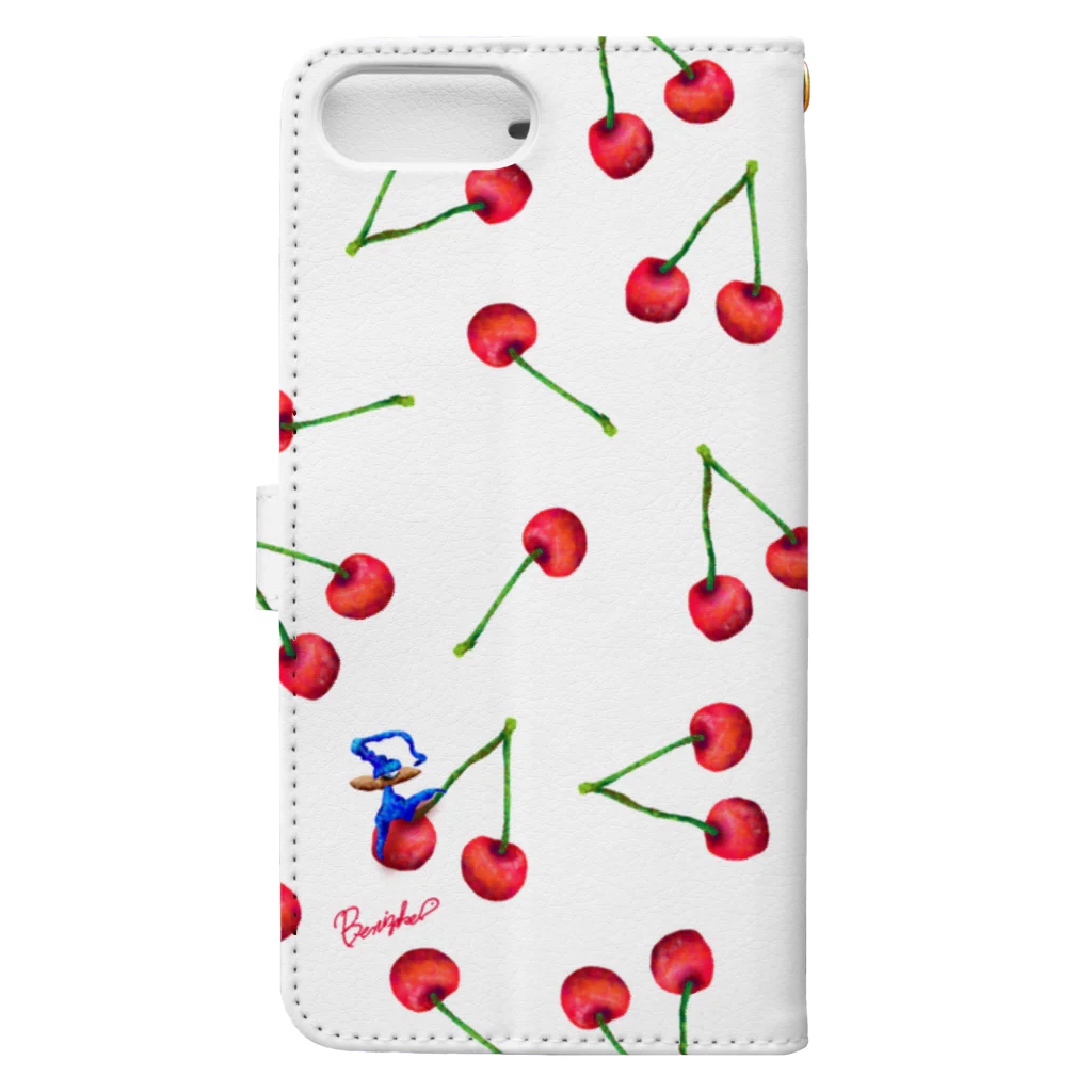 BenizakeのFlute series -cherry- white Book-Style Smartphone Case :back