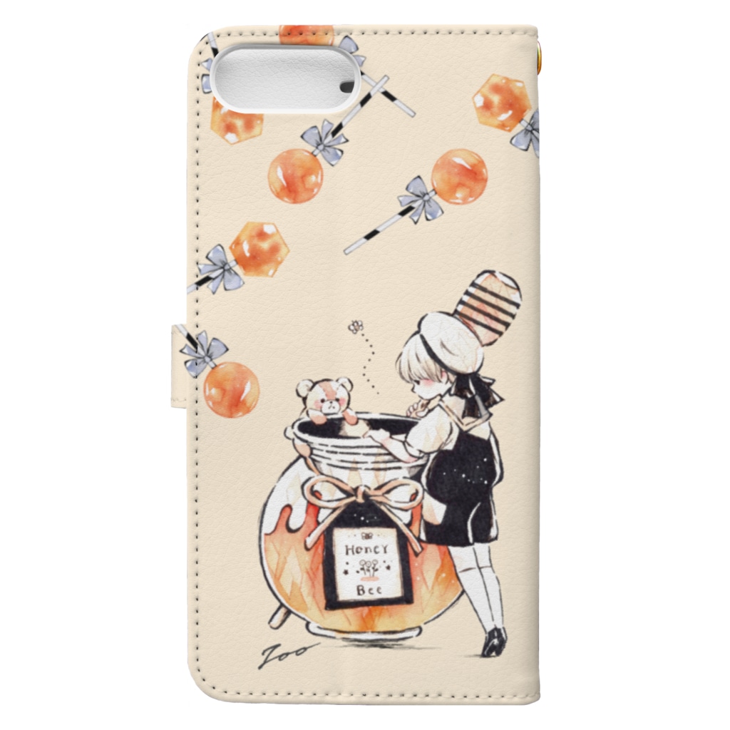 かわいい男の子とくまさんと蜂蜜キャンディーのイラストスマホカバー Book Style Smartphone Case By 遠北ほのかのお店 Honokatookita Suzuri