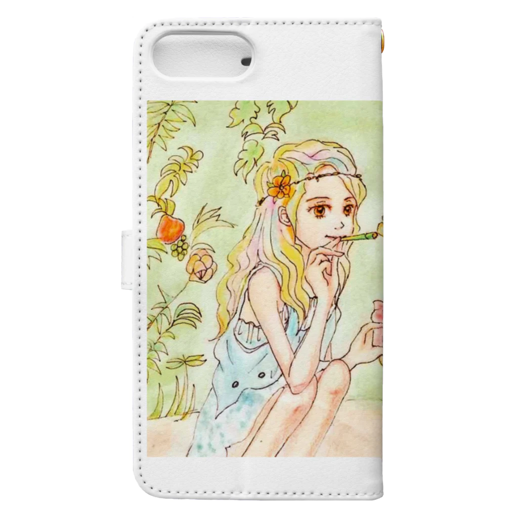 sugar-eyeのシャボン玉ガーデン Book-Style Smartphone Case :back